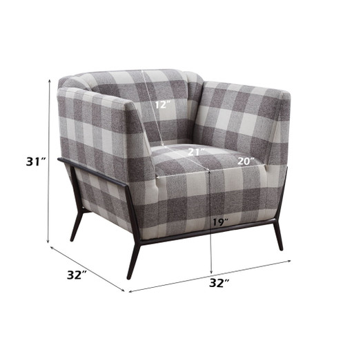 Niamey II - Accent Chair - Pattern Fabric & Metal Frame Black