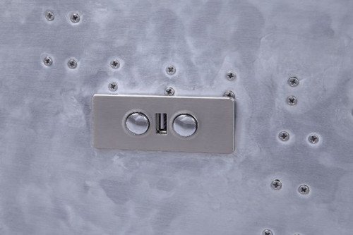 Okzuil - Power Motion Recliner - Two Tone Gray Top Grain Leather & Aluminum