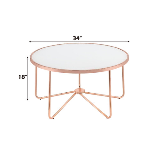 Alivia - Coffee Table - Frosted Glass & Rose Gold
