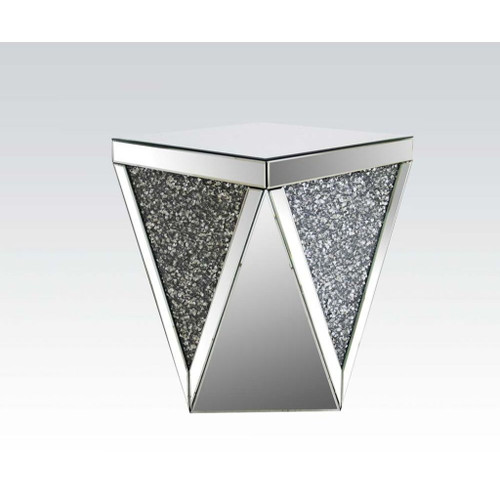 Noralie - 19" End Table - Mirrored & Faux Diamonds