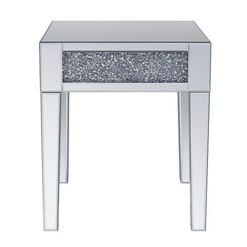 Noralie - 20" End Table - Mirrored & Faux Diamonds