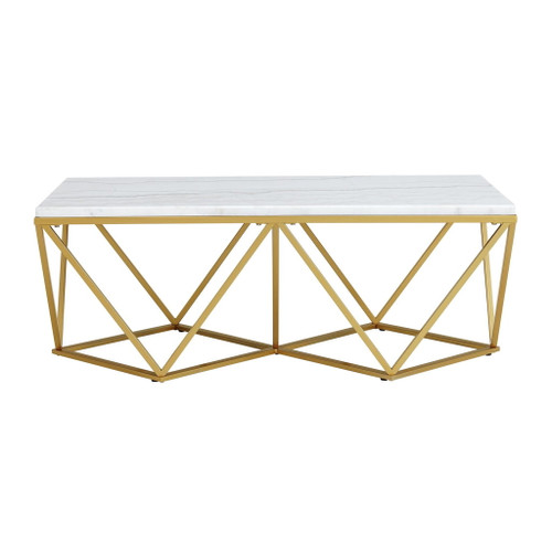 Riko - Rectangular Coffee Table With Metal Leg - Gold