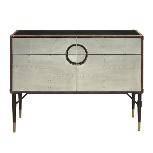 Brancaster - Console Cabinet - Top Grain Leather & Aluminum