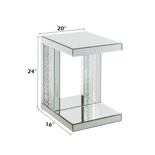 Nysa - 24" Accent Table - Mirrored & Faux Crystals Inlay