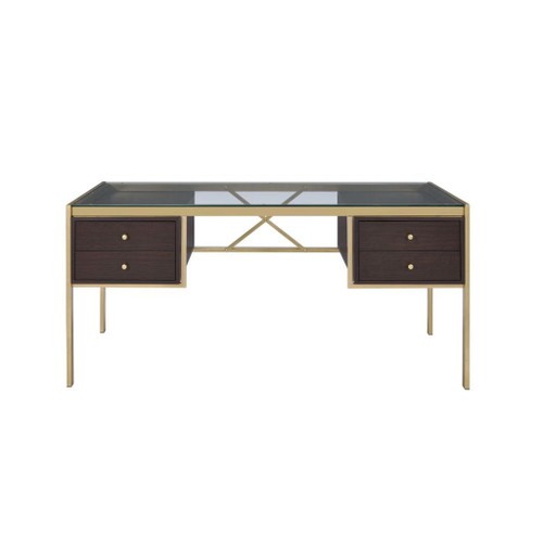 Yumia - Writing Desk - Gold & Walnut