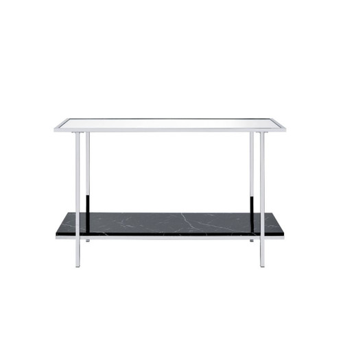 Angwin - Console Table - Mirrored, Faux Marble Top & Chrome