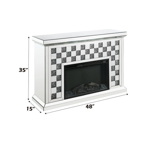 Noralie - Fireplace - Faux Diamonds & Mirrored