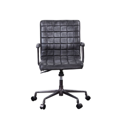 Barack - Office Chair - Vintage Black Top Grain Leather & Aluminum