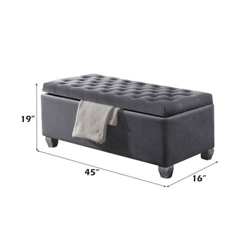 Rebekah - Bench With Storage - Gray Fabric
