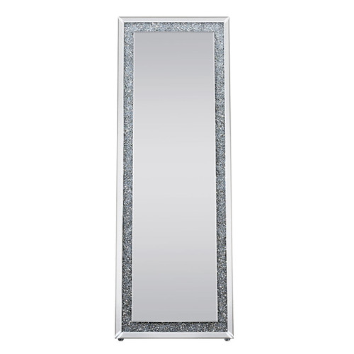Noralie - 63" X 22" Floor Mirror - Mirrored & Faux Diamonds