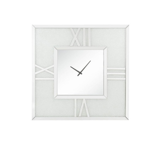 Noralie - Wall Clock With LED - Mirrored & Faux Diamonds