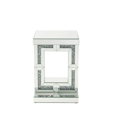 Noralie - 16" Accent Table - Mirrored & Faux Diamonds
