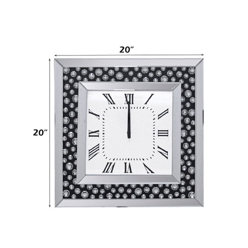 Nysa - Wall Clock - Mirrored & Faux Crystals