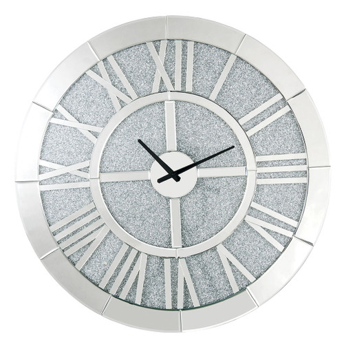 Noralie - Wall Clock - Mirrored & Faux Diamonds