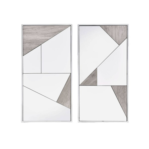 Chafik - Accent Mirror (Set of 2) - Mirrored, Natural Oak & Chrome Chafik - Accent Mirror (Set of 2) - Mirrored, Natural Oak & Chrome