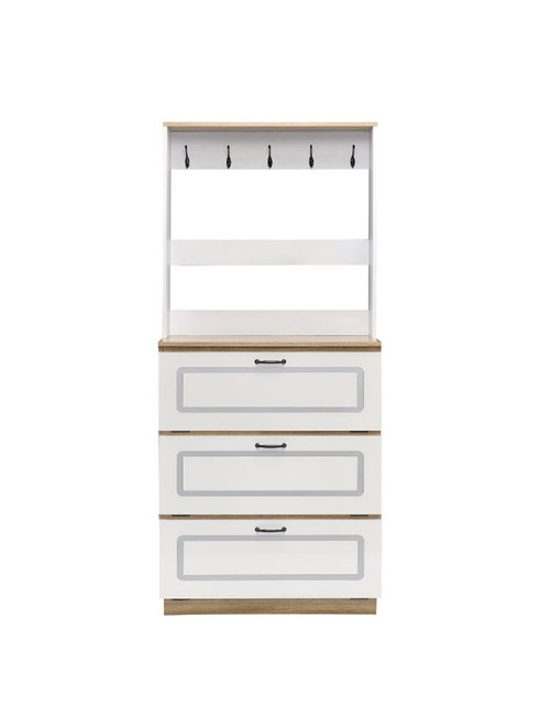 Hewett - Shoe Cabinet - Light Oak & White Finish