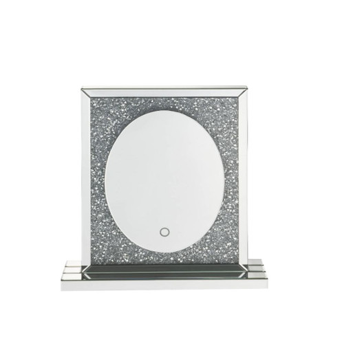 Noralie - 23" Accent Mirror With LED - Mirrored & Faux Diamonds