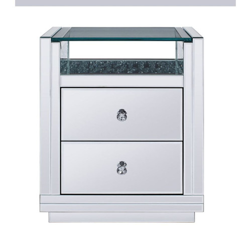 Nysa - 20" X 14" Accent Table - Mirrored & Faux Crystals