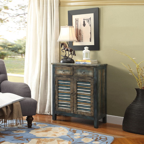 Glancio - Console Cabinet - Antique Oak & Teal