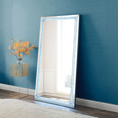 Noralie - Floor Mirror - Faux Diamonds & Mirrored Noralie - Floor Mirror - Faux Diamonds & Mirrored