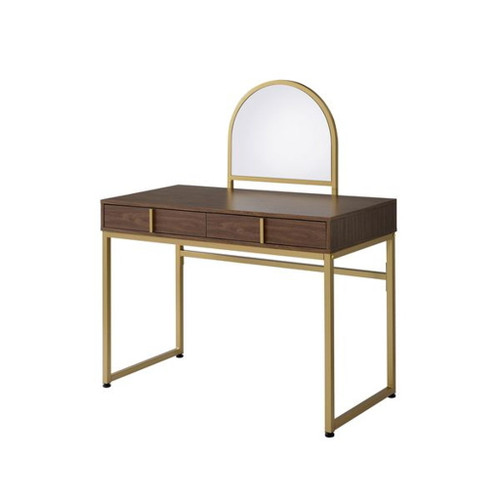 Coleen - Vanity Desk - Walnut & Gold Finish - 50"