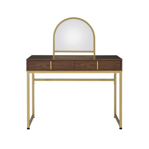 Coleen - Vanity Desk - Walnut & Gold Finish - 50"