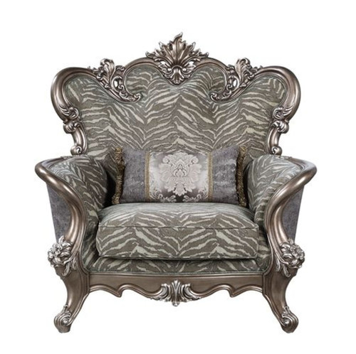 Elozzol - Chair With Pillow - Fabric & Antique Bronze