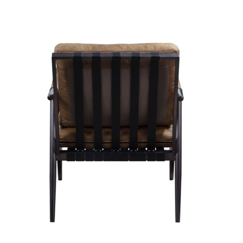 Anzan - Accent Chair - Berham Chestnut Top Grain Leather & Matt Iron