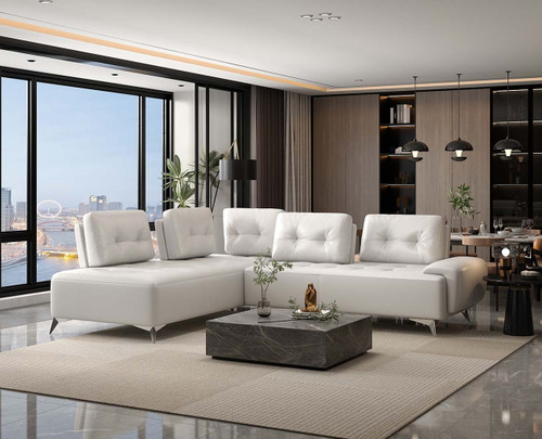 Turano - Sectional Sofa - Pearl White Leather Turano - Sectional Sofa - Pearl White Leather