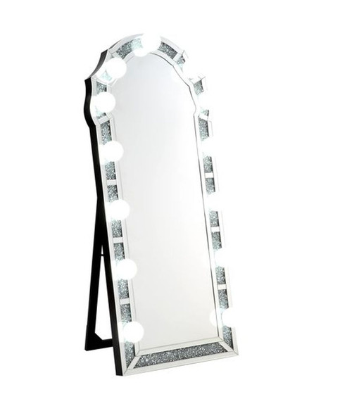 Noralie - 63" Accent Floor Mirror - Mirrored & Faux Diamonds Noralie - 63" Accent Floor Mirror - Mirrored & Faux Diamonds