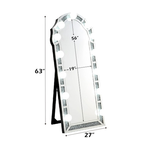 Noralie - 63" Accent Floor Mirror - Mirrored & Faux Diamonds