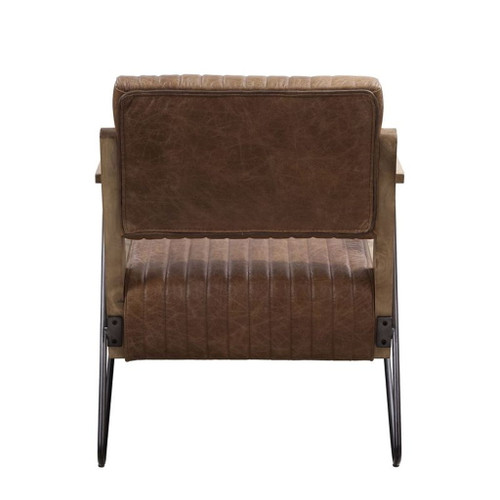 Eacnlz - Accent Chair - Cocoa Top Grain Leather & Matt Iron