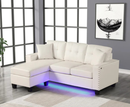 Messi L Shaped Sectional in Faux leather by Happy Homes