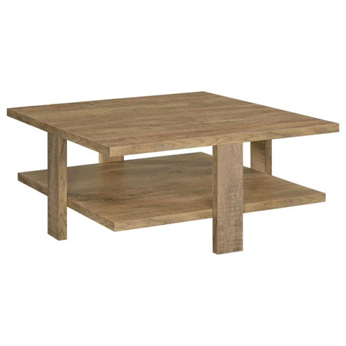 Dawn - Square Engineered Wood Coffee Table With Shelf - Mango