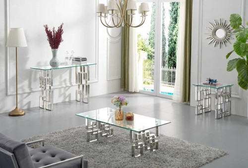 Ernest Coffee Table Set In Chrome SET -750