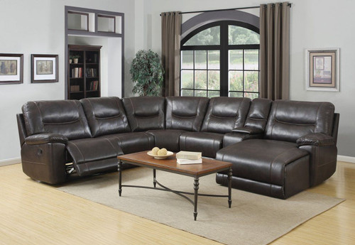 Mariam Reclining Sectional in Leather Gel by Global United Furniture