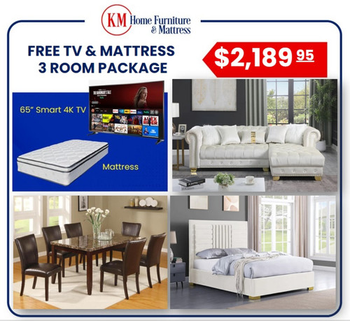 Natalia 3 Room Packages with Free TV and Mattress RM-PK-TV-NATALIA by KM Home