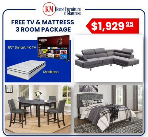 Diego 3 Room Packages With Free TV and Mattress RM-PK-TV-DIEGO by KM Home