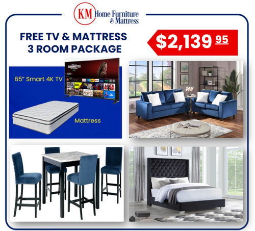 Axel 3 Room Packages with Free TV and Mattress RM-PK-TV-Axel by KM Home