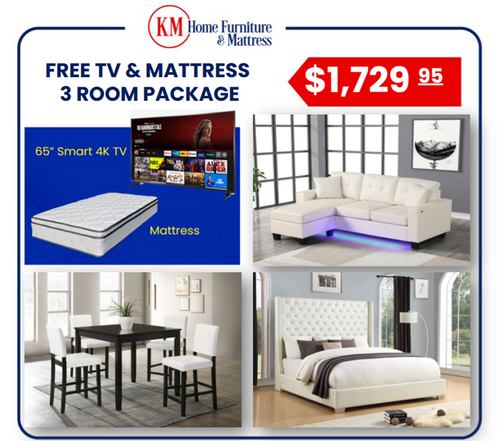 Hank 3 Room Packages With Free TV and Mattress RM-PK-TV-Hank by KM Home