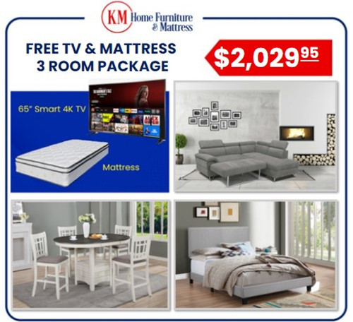 Landon 3 Room Packages with Free TV and Mattress RM-PK-TV-LANDON by KM Home