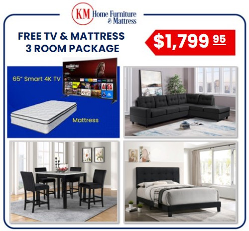Natalie 3 Room Package With Free 65 Inch TV and Free Mattress
