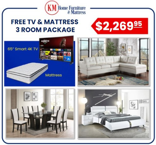 Orion 3 Room Package With Free 65 Inch TV and Free Mattress
