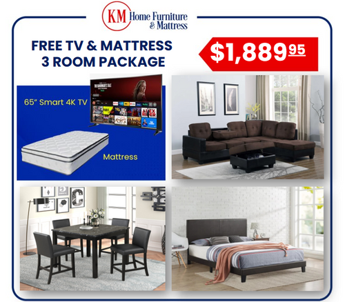 Morgan 3 Room Package With Free 65 Inch TV and Free Mattress