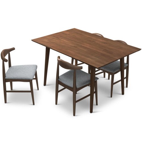 Adira Small Walnut Dining Set - 4 Winston Grey Chairs | KM Home Furniture and Mattress Store |  TX | Best Furniture stores in Houston