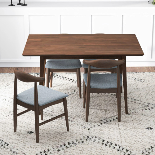 Adira Small Walnut Dining Set - 4 Winston Grey Chairs | KM Home Furniture and Mattress Store |  TX | Best Furniture stores in Houston