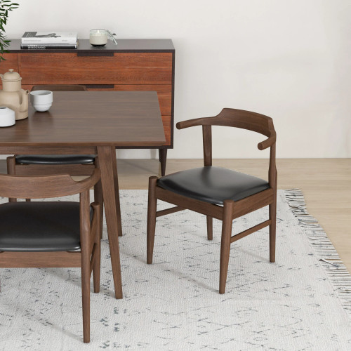 Alpine Walnut Dining Table - 6 Zola Leather Dining Chairs | KM Home Furniture and Mattress Store | TX | Best Furniture stores in Houston