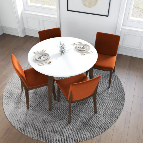 Dining Set Palmer White Top Table with 4 Virginia Burnt Orange Velvet Chairs | KM Home Furniture and Mattress Store | Houston TX | Best Furniture stores in Houston