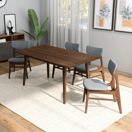 Adira Large Walnut Dining Set - 4 Collins Grey  Chairs | KM Home Furniture and Mattress Store | TX | Best Furniture stores in Houston