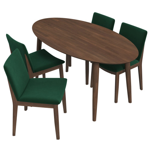 Rixos Walnut Dining set - 4 Virginia Green Velvet Chairs | KM Home Furniture and Mattress Store | TX | Best Furniture stores in Houston